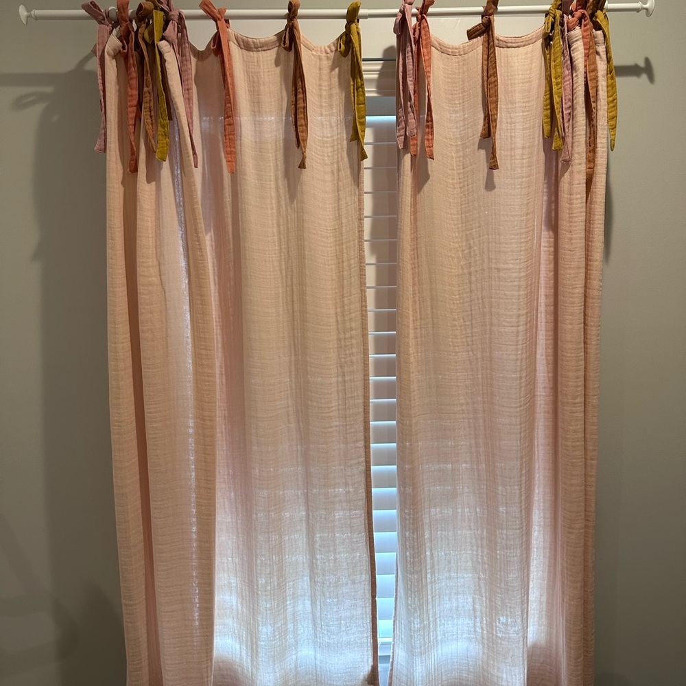 Elegant Pink Tie-Top Curtains